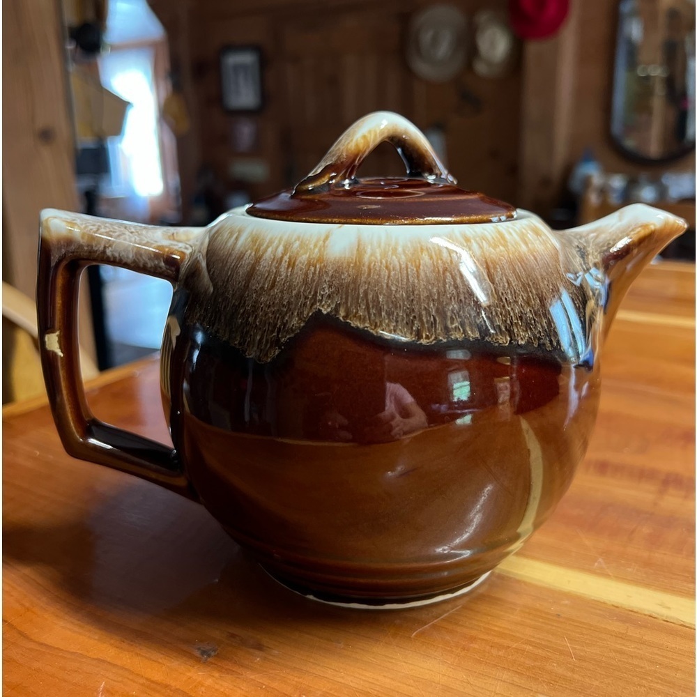 Vintage McCoy Brown Drip Glaze Pottery Tea Pot